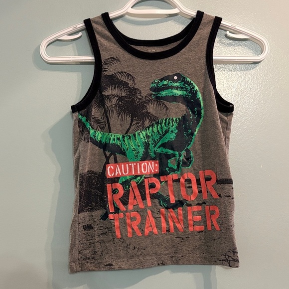 4/$20 OshKosh B'gosh Raptor Trainer Tank Top - Gray & Green, size 6 dinosaur - Picture 1 of 6